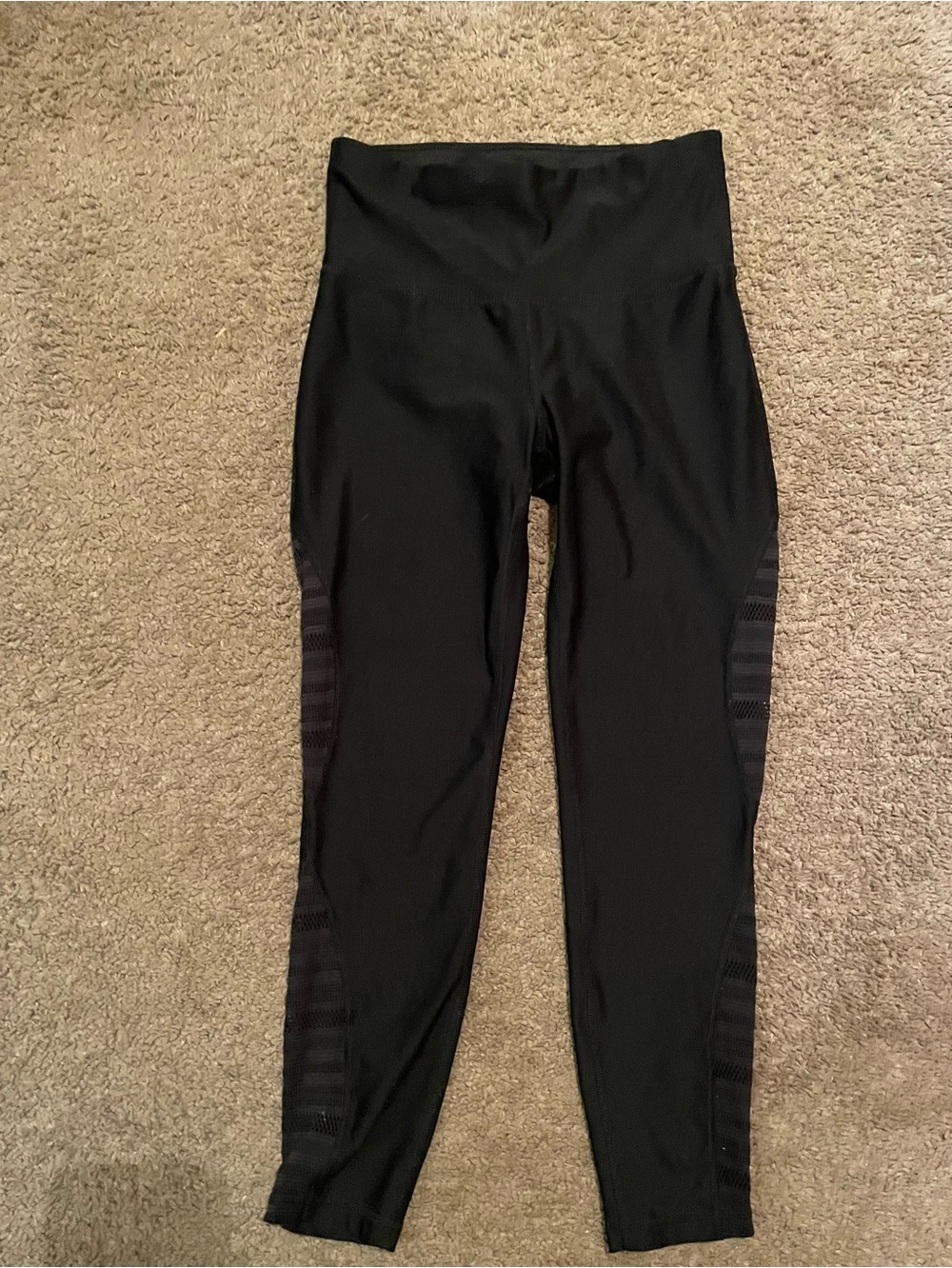 Xersion Black High-Waist Leggings with Side Mesh Panels